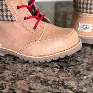 UGG Kids Brown Boots with Red Accents